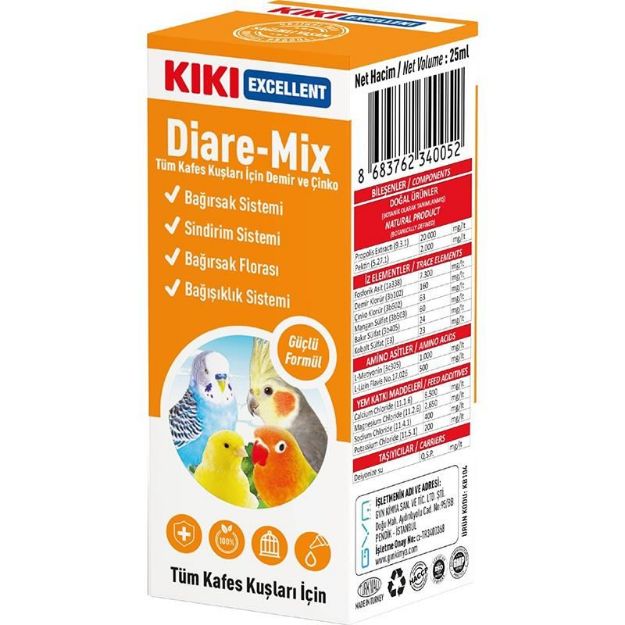 Picture of KIKI Excellent Diare-Mix Kuş İshal Önleyici Ve Bağırsak Düzenleyici 25ml