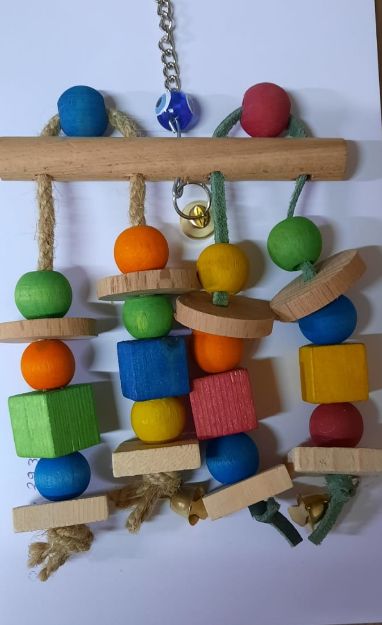 Picture of Rotipet Kuş Oyuncağı Papağan İpli Derili Sarkaç
