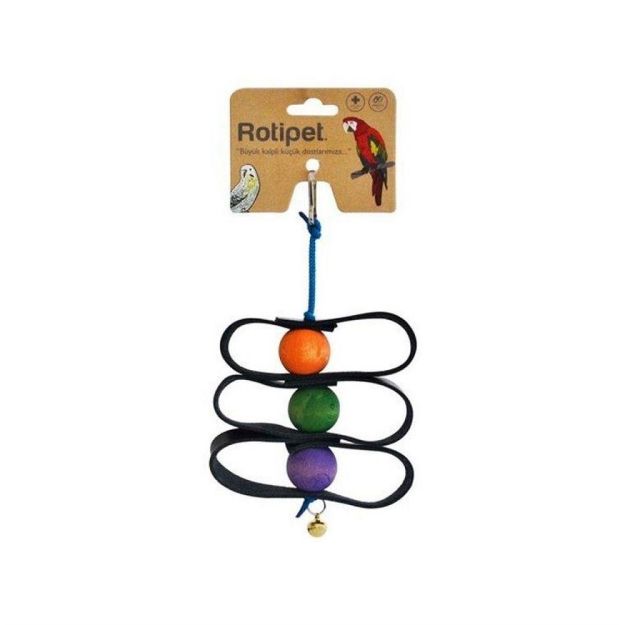 Picture of Rotipet Kuş Oyuncağı Derili Zig-Zag Büyük Boncuklu