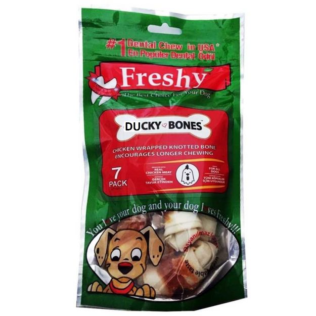 Picture of Freshy Chiky Bones Kurutulmuş Ördek Eti Kaplı Düğüm Kemikler 6.5 cm 7 adet