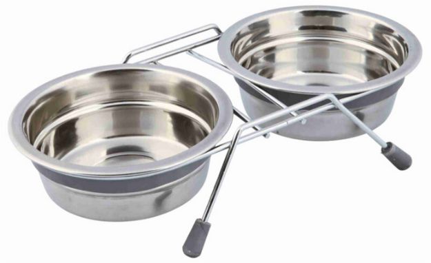 Picture of Trixie Köpek Mama Su Kabı, Tıkırtısız, Paslanmaz Çelik, 2 x 0,45 lt/ø 13 cm
