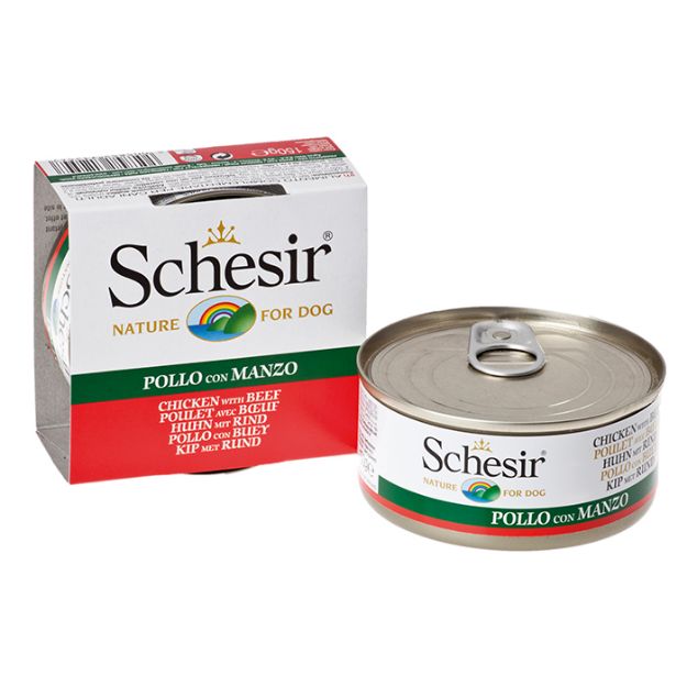 Picture of Schesir Jel Sığır Etli ve Tavuk Fileto Köpek Konserve 150 gr