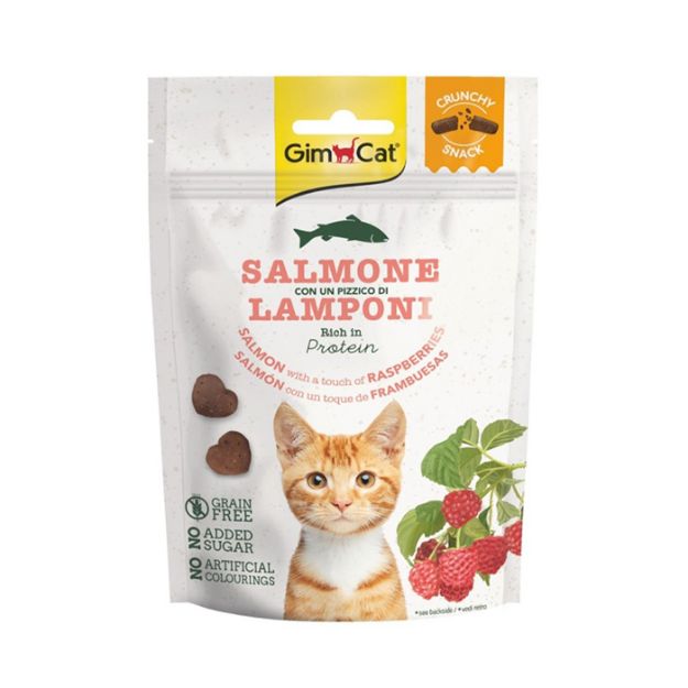 Gimcat Crunchy Snacks Somon & Ahududulu Tahılsız Kedi Ödülü 50 gr resmi