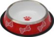 Kaymaz Tabanlı Kırmızı Beyaz Desenli Mama-Su Kabı 8 Oz resmi