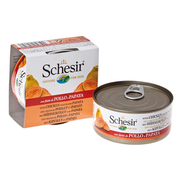 Picture of Schesir Fruit Tavuk ve Papaya Yetişkin Köpek Konservesi 150 Gr