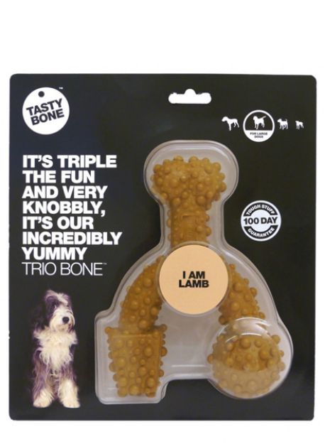 Picture of Tasty Trio Bone Lastik Çiğnenti Köpek Oyuncağı Kuzu Aromalı Small 12 cm