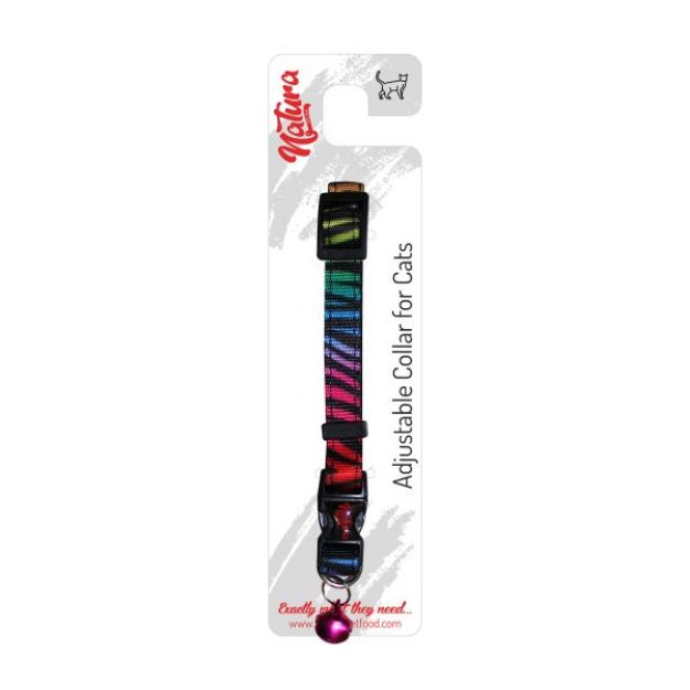 Natura Adult Cat Collar - Raınbow Zebra resmi