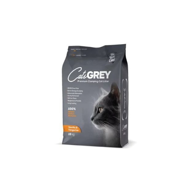 Picture of CatsGrey Vanilya & Mandalina Kokulu Tozsuz Topaklanan İnce Kedi Kumu 16 Kg