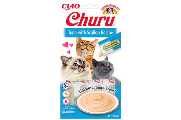 Picture of Ciao Churu Cream Ton Balıklı ve Deniz Taraklı Kedi Ödül Kreması 4 x 14 Gr
