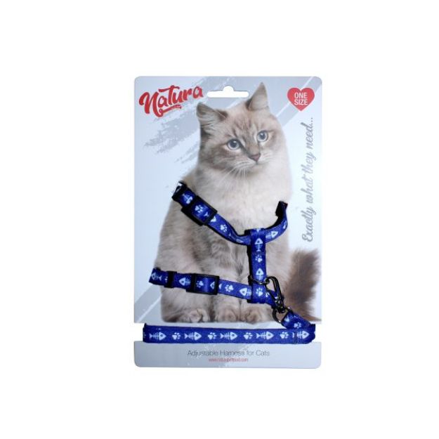 Natura Yetişkin Kedi Bel Tasması - Kılçık Ve Pati Mavi  resmi