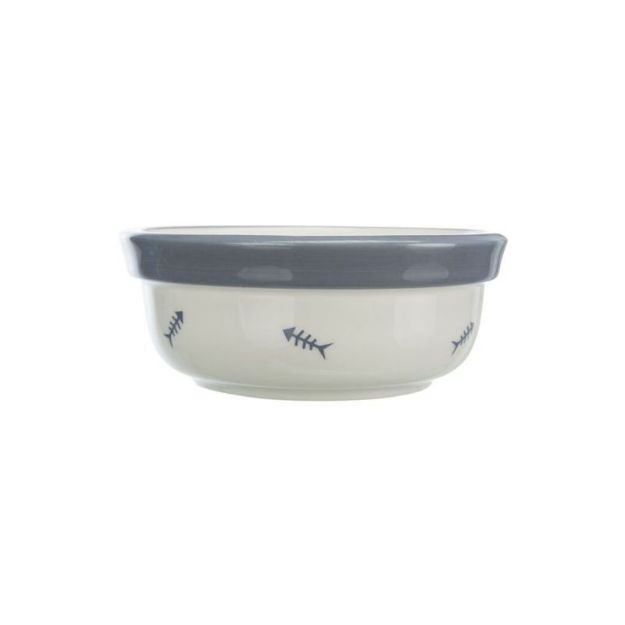 Picture of Trixie Kedi Mama ve Su Kabı, Seramik, 0,3lt / 12cm, Beyaz/Mavi-Gri