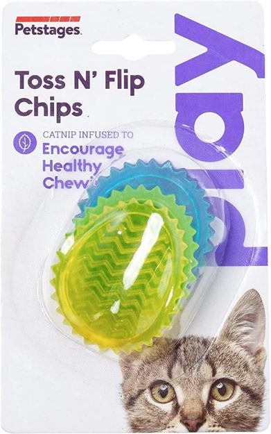 Petstages Toss N' Flip Chips Chew Kedi Oyuncağı, Mavi - 67842  resmi