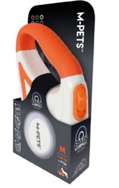 Picture of M-Pets Flash Ledli Otomatik Gezdirme Şerit 5mt/Orange