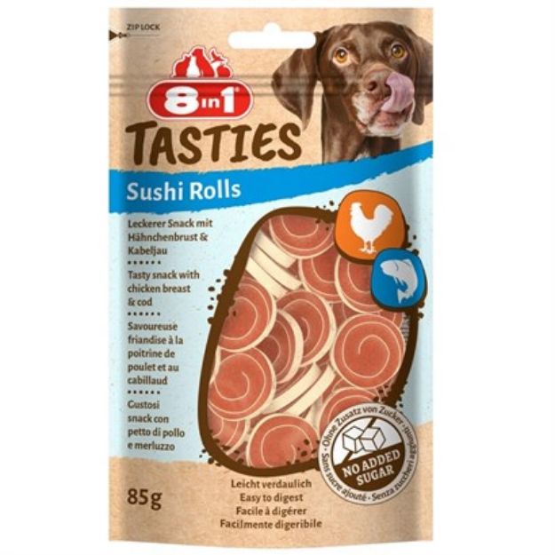 Picture of 8in1 Tasties Sushi Rolls Tavuklu Balıklı Sushi Köpek Ödülü 85 Gr