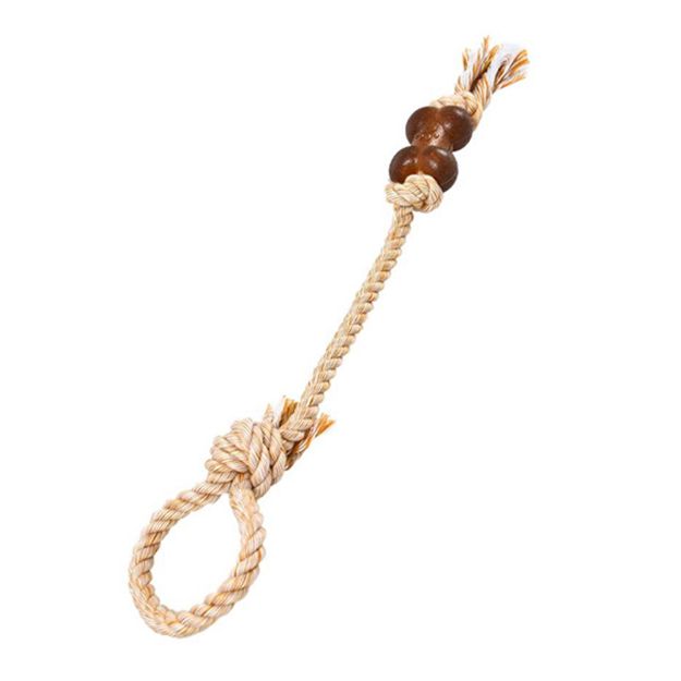 Picture of Zampa Çekiştirmeli Halat Kemikli Köpek Oyuncağı, Kahverengi 52 Cm