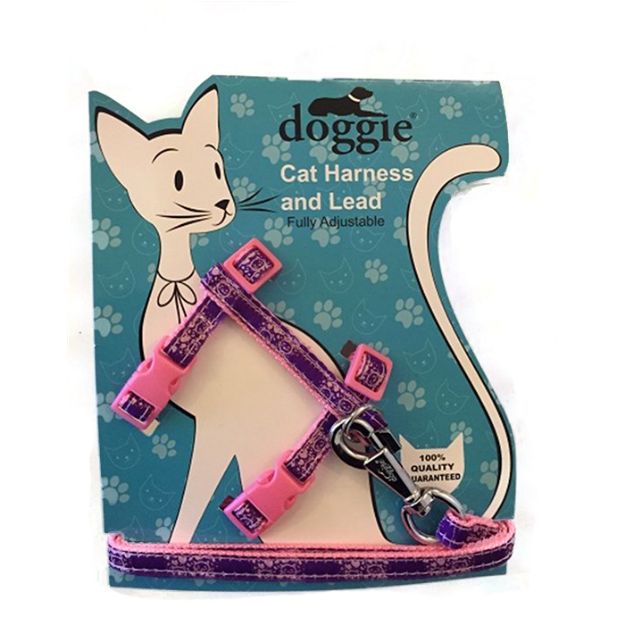 Picture of Doggie Etiketli Dokuma Kedi Göğüs Gezdirme Takımı No:3 Pembe