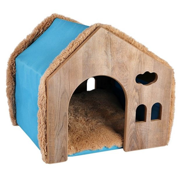 Picture of Dubex Ahşap Kedi ve Mini Köpek Evi Açık Mavi