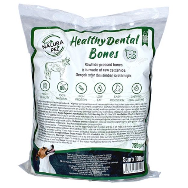 Picture of Eco Natura Pet Healty Dental Bones Beyaz Pres Kemik 5cm 100lü 750Gr