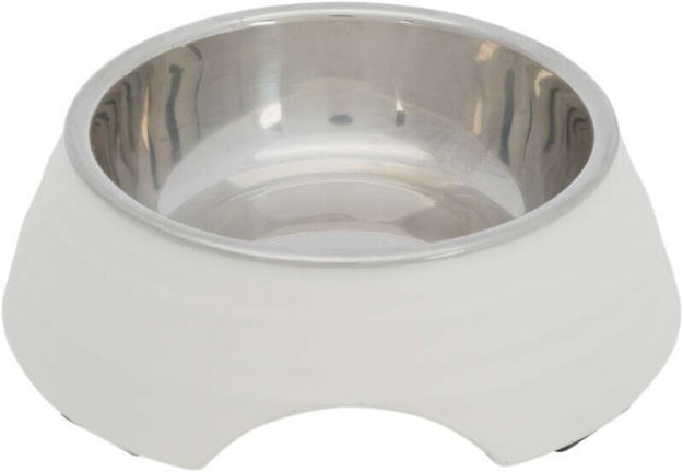 Picture of Trixie Köpek Mama ve Su Kabı, Melamin/Paslanmaz Çelik, 0.2lt/ø14cm, Beyaz