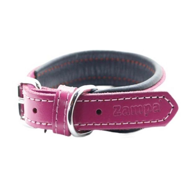 Zampa Yumuşak Dokulu Gerçek Deri Soho Köpek Boyun Tasması 3x54 cm Pembe resmi