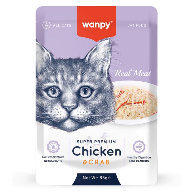 Picture of Wanpy Pouch Tavuklu & Yengeçli  Yetişkin Kedi Maması 85G