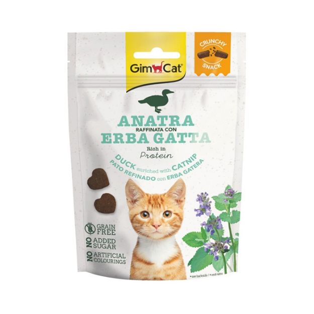 Picture of Gimcat Crunchy Snacks Ördek & Kediotlu Tahılsız Kedi Ödülü 50 gr