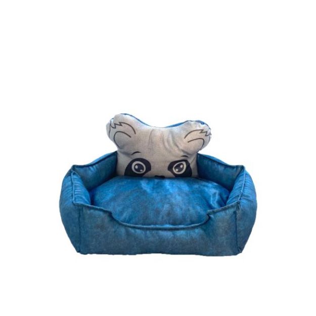 Natura Panda Kafalı Yatak Mavi resmi