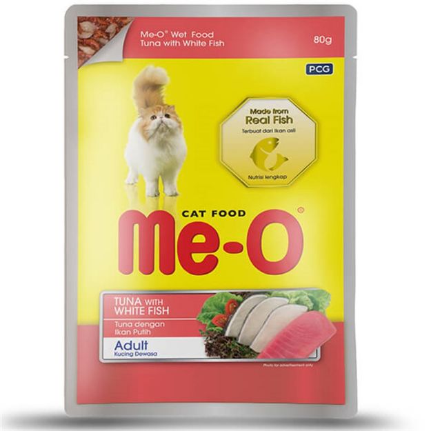 Picture of Me-O Jöle İçerisinde Ton Balık & Beyaz Balıklı Yetişkin Kedi Konservesi 80G