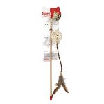 Natura Uzun Deri Tüylü Bambu Top Kedi Olta Oyuncak 45 Cm resmi