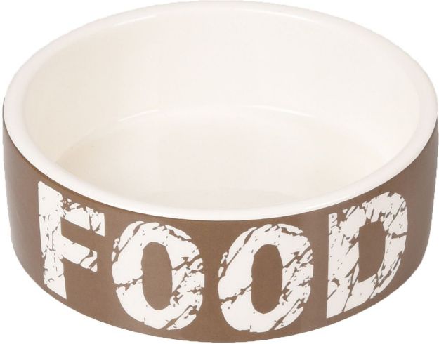 Picture of Flamingo Kyra Seramik Köpek Mama Su Kabı Kahverengi/Beyaz 16 Cm 770 Ml