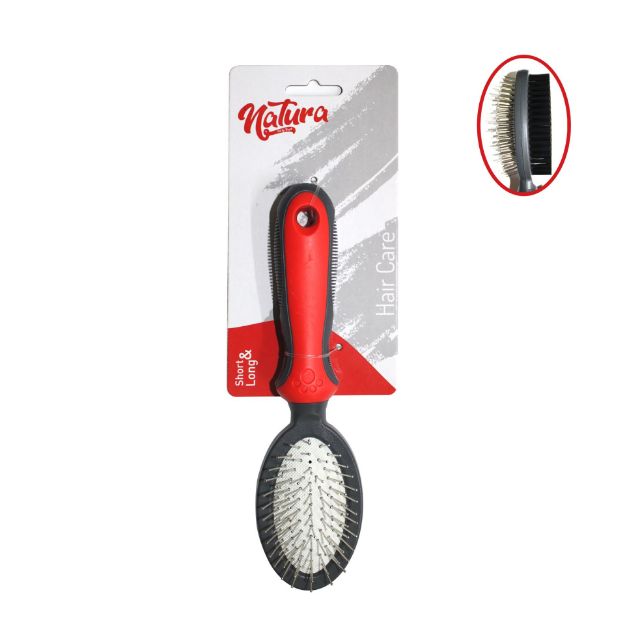 Natura Çift Tarafı Kedi Köpek Oval Fırça MK325 Small resmi