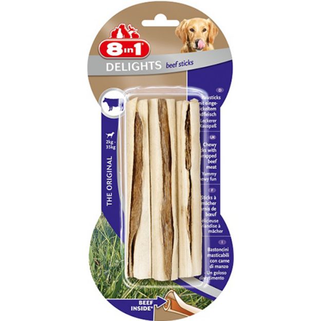 Picture of 8 in 1 Delight Sticks Köpek Çiğneme Biftekli Burgu Çubuk 75 gr