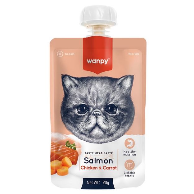 Picture of Wanpy Taze Somonlu Tavuklu 10'lu Kedi Et Ezmesi 90 gr 