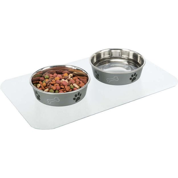 Trixie Köpek Mama ve Su Kabı Servisi, PVC, 48×30cm, Şeffaf resmi