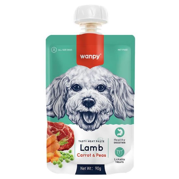 Picture of Wanpy Taze Kuzulu Havuçlu 10'lu Köpek Et Ezmesi 90 gr Pıwp-034