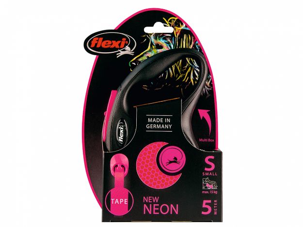 Picture of Flexi New Neon Pembe S 5 m Otomatik Şerit Gezdirme Tasması