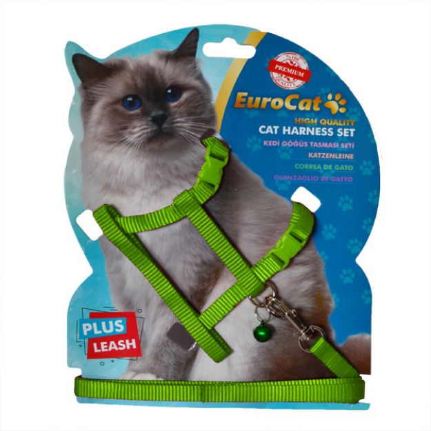Eurocat Kedi Göğüs Tasması Düz Yeşil resmi