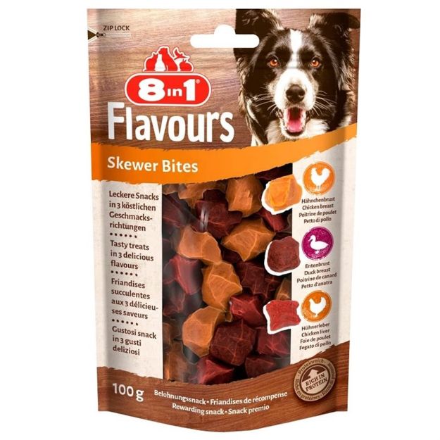 Picture of 8in1 Flavours Skewer Bites Kuşbaşı Dilimli Çiğneme Köpek Ödülü 100 Gr