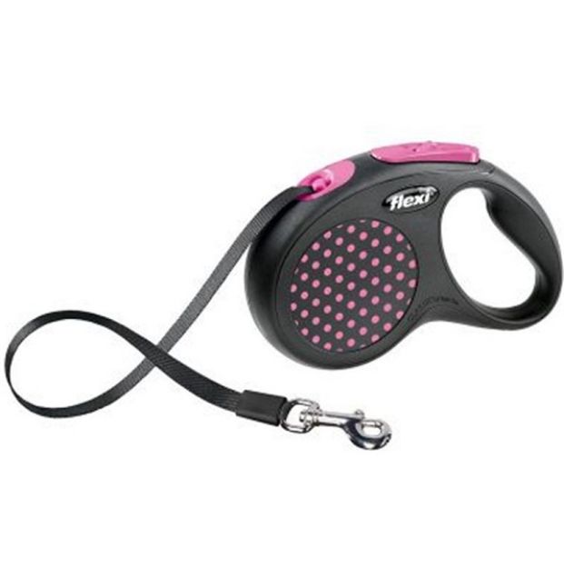 Picture of Flexi Design Otomatik Köpek Uzatma Tasma Şerit 5 Metre Medium Pembe