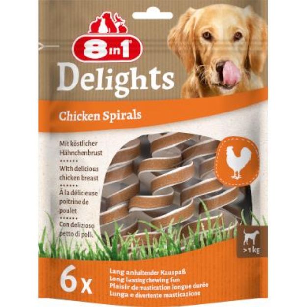 Picture of 8in1 Delights Chicken Spirals Tavuklu Spiral Köpek Ödülü 6Lı