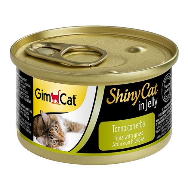 Picture of Gimcat ShinyCat Jel İçinde Ton Balıklı ve Çimenli Kedi Konserve 70 gr