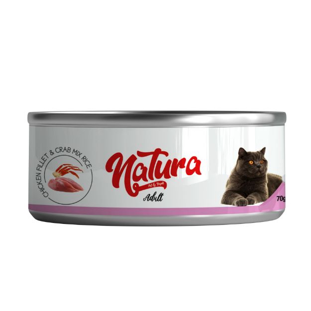 Picture of Natura Tavuk Fileto&Yengeç Jöle İçinde Pirinçli Kedi Konservesi 70 Gr