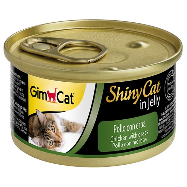 Picture of Gimcat ShinyCat Jel İçinde Tavuk ve Çimenli Kedi Konservesi 70 gr
