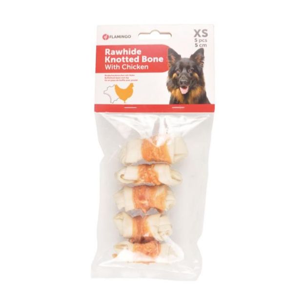 Picture of Flamingo Tavuk Eti Sargılı Düğüm Kemik Köpek Ödülü 5 li 5 cm