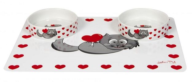 Picture of Lülus Pet Cat Kedi Mama Su Kabı Seti 2 Kap + Servis 2x0,35 lt