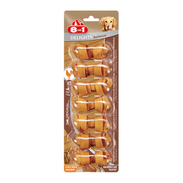 Picture of 8 in 1 Delight 7 li XSmall Burgu Kemik Barbecue Tadında Köpek Çiğneme Kemik