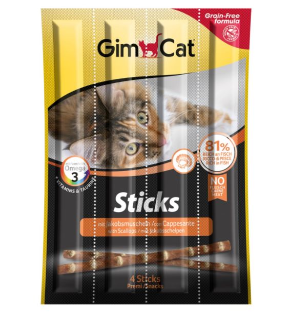Picture of GimCat Sticks Tahılsız Deniz Tarağı Kedi Ödül Çubukları 4'Lü 20 Gr