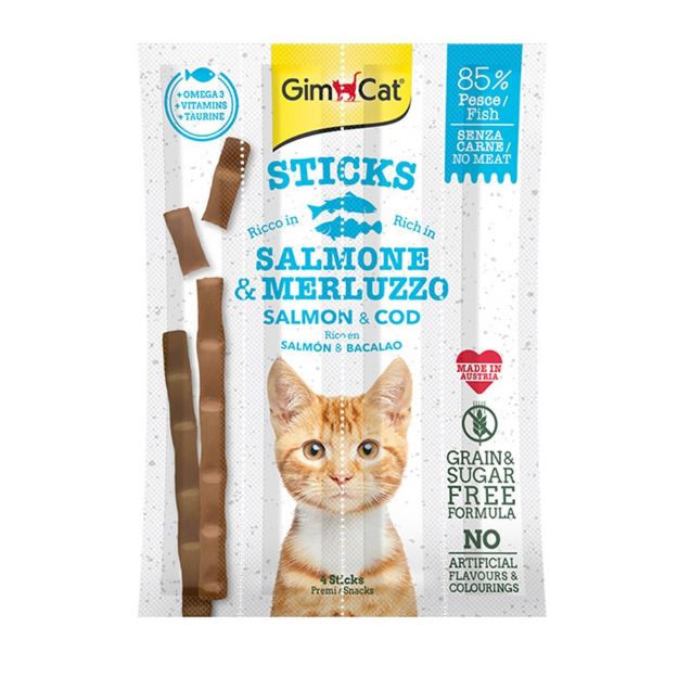 Picture of Gimcat Sticks Alabalıklı ve Somonlu Kedi Ödül Çubukları 4 parça-20 gr