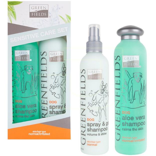 Green Fields Sensitive Hassas Köpek Şampuanı Ve Sprey Seti 2x250 ml resmi