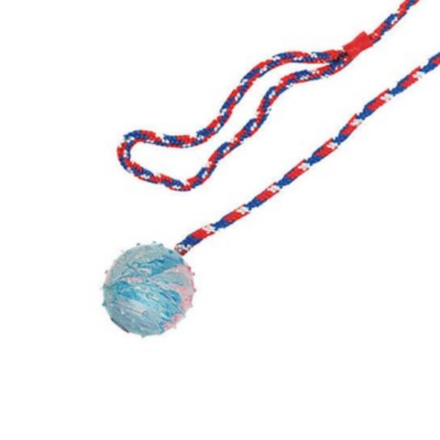 Picture of Karlie Flamingo Renkli İpli Kauçuk Top Köpek Oyuncağı 35cm uzunluk